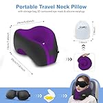 jiaao Neck Pillow Airplane, Memory Foam Travel Neck Pillows for Long Flight, 3D Eye Masks, Ear Plugs and Portable Drawstring Bag, Napping Pillow for Home, Road Trips, Sleep Rest and Travel Use - Image 2