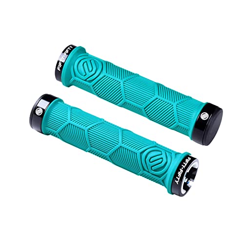 Fifty-Fifty Double Lock-On Mountain Bike Grips, Bicycle Handlebar Locking Grips, Non-Slip Mtb Handle Grips (Turquoise) #TOP26