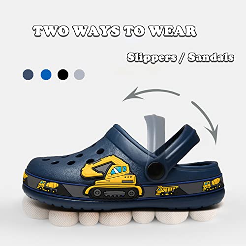 Fliozy Kids Cute Garden Clogs Boys Girls Eva Cartoon Summer Slip On Sandals Toddlers Beach Pool Shower Slippers Navy 25 #TOP1