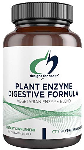 Designs for Health Plant Enzyme Digestive Formula - Vegetarian Digestive Enzymes Supplement - Gut Support with Hemicellulase, Protease + More - May Support Occasional Gas + Bloating (90 Capsules)