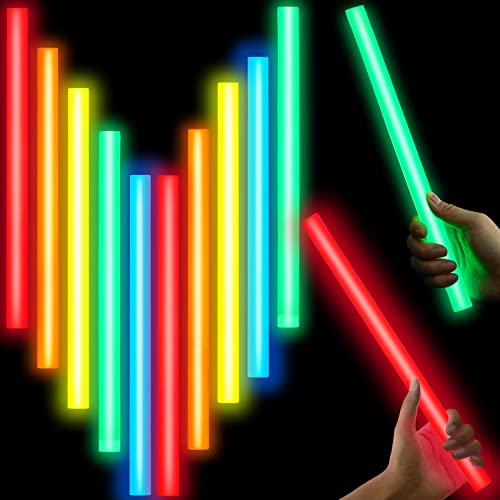Lewtemi 10 Pcs Large Glow Sticks Big Giant Jumbo Halloween Christmas Emergency Light Stick for Camping Accessories Survival Kit(Multicolor 14 Inch)
