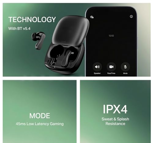 Image of Wireless Bluetooth Earbuds 313 with Pro 45ms Low Latency Beast Mode for Pro Gaming, Smart Touch Controls, IWP Auto-Pairing, Secure Sports Fit
