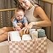 Tiny Twinkle Diaper Caddy Organizer | Foldable Baby Storage Basket with Removable Divider | Waterproof & Mess-Proof Fabric, Portable Nursery Organizer for Newborn Essentials (Beige Checkers)