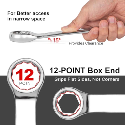 Image of MAXPOWER 9 /16 Inch Combination Wrench Set, Professional Open and Box End Spanners with Mirror Finish, Made with Forged and Heat-Treated Cr-V Steel, 12-Point Design