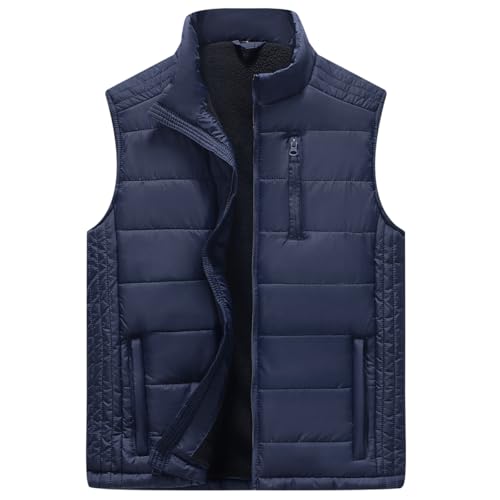 Image of Msmsse Men's Outerwear Vests Winter Quilted Padded Vest Gilet Stand Collar Warm Puffer Vest
