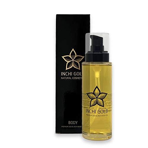 Preisvergleich Produktbild INCHI GOLD Premium Sacha-Inchi-Körperöl (100 ml), natürliche Feuchtigkeitspflege für seidenweiche Haut, dermatologisch getestet. Enthält 50% Sacha-Inchi-Öl. Vegane Naturkosmetik made in Germany.