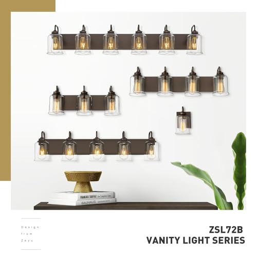 Image of zeyu 5-Light Modern Vanity Light Fixture, 36 inch Bathroom Light Fixtures Wall Mount with Clear Glass, Oil Rubbed Bronze Finish, ZSL72B-5W ORB