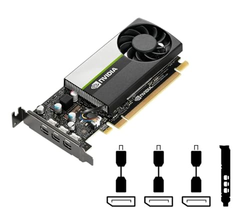 PNY Tarjeta gráfica Nvidia Quadro T400 de 4 GB (GDDR6, 64 bits, 384 núcleos CUDA, DirectX 12, 3 x mDP) con 3 adaptadores mDP a DP y soporte de perfil alto y bajo (nuevo) (renovada)