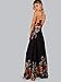 Floerns Women's Halter Floral Sleeveless Long Maxi Dress, Black-Red, Large