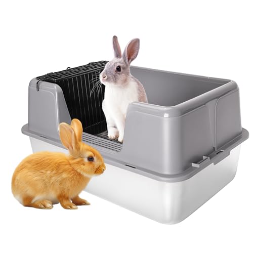 Zuqqony XL Rabbit Litter Box, 23.6" L x 15.7" W x 12.4" H Stainless Steel Rabbit Litter Box with Lid, Hay Feeder with Hooks, Footed Metal Grid, Easy to Clean for Medium and Large Rabbits - image 8