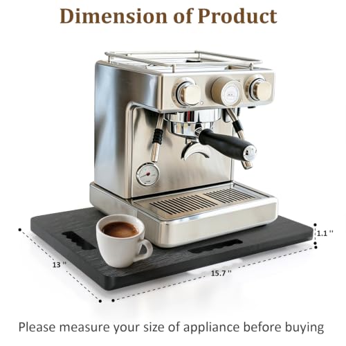 Image of Appliance Slider, Sliding Tray for Coffee Maker, 15.7x13 in,Black | 360 Rolling wheels, 0.65 Inch Thick Bamboo, Coffee Pot Slider Tray, Space-Saving Kitchen Organizer for Counter 66lb Capacity