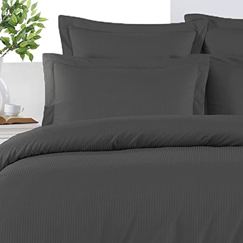 Sensei Maison Versalux Plain Cotton Satin Fitted Sheet 30 cm 160 x 200 cm Anthracite, White, 200x200 - Image 2