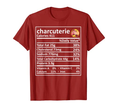 Charcutería Nutrición Datos de Alimentos Divertido Traje de Acción de Gracias Camiseta