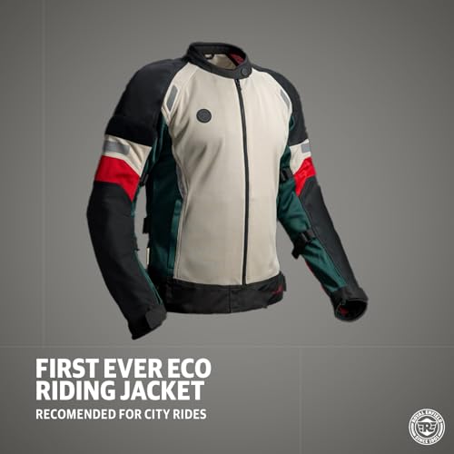 Image of Royal Enfield Mens Streetwind Riding Standard Length Jacket Eco Off-White (Xl) 44 Cm Re Ergo Pro-Tech Ce Level 2 Armour Protection At Shoulder & Elbows, Eva For Back Protection And Comfort