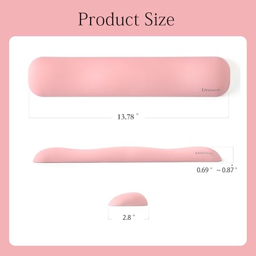 Image of UnivoColors Design-Medium Wave Keyboard Wrist Rest of Medium, Artificial Sheepskin+Memory Foam+Ergonomic+Anti-Slip Gel, Resilience Support During Work and Gaming,Keyboard Accessory,Pink