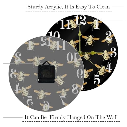 Horloge murale à quartz aux finitions dorées graphiques - 6