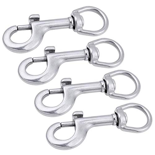 Aowish 4 Pcs 316 Stainless Steel Swivel Eye Bolt Snap Hooks, Marine Grade Scuba Diving Clips, Single Ended Trigger Chain Clip Pet Buckle, Lobster Claw Clasp, Heavy Duty (3-1/8 Inch, Color Silver) #TOP3