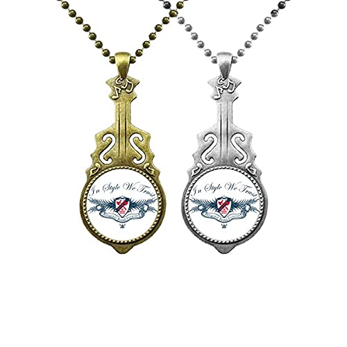 Pendentif original médiéval chevaliers d'Europe et guitare musicale pour couple