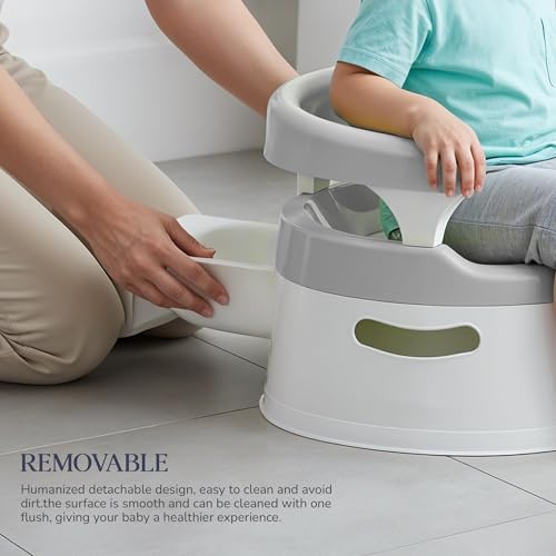 Image of Baybee Western Toilet Potty Seat for Kids, Baby Toilet Training Seat Chair with Anti-Slip Armrest, Backrest, Removable Tray, Portable Baby Potty for Toddler Travel Kids Potty Seat (Grey)