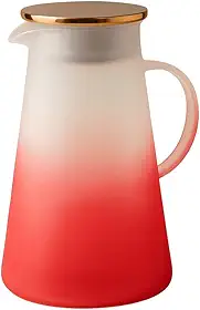 Jarra De Vidro Borossilicato Fosca Tampa Inox 1,8L Vermelha