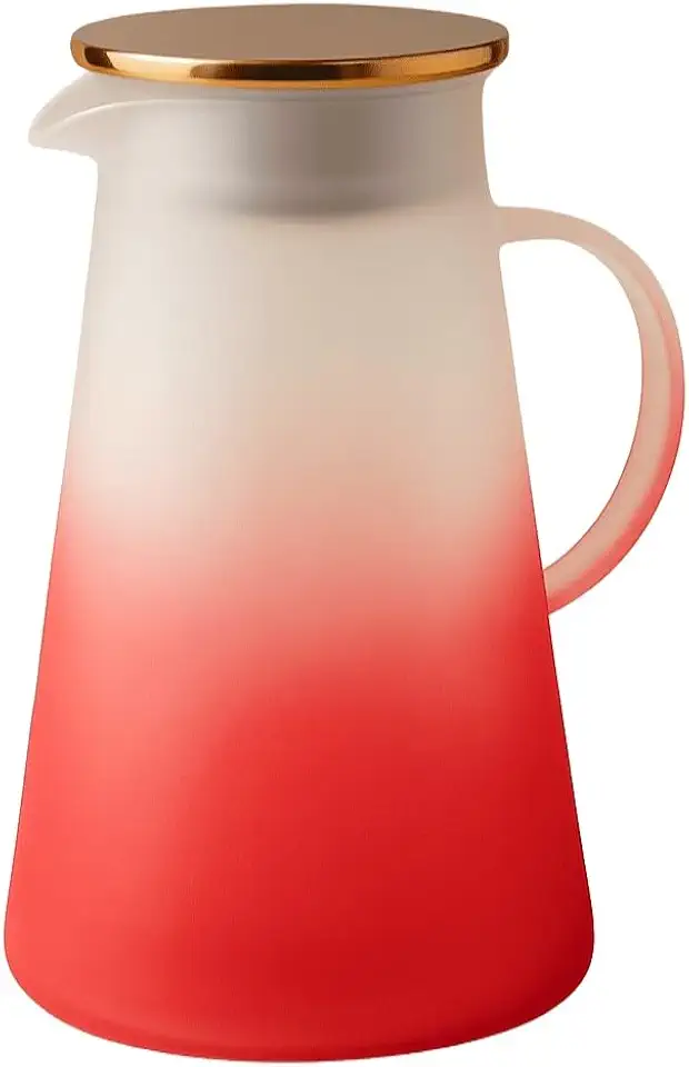 Jarra De Vidro Borossilicato Fosca Tampa Inox 1,8L Vermelha