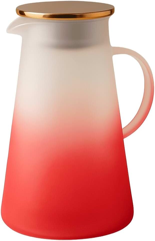 Jarra De Vidro Borossilicato Fosca Tampa Inox 1,8L Vermelha