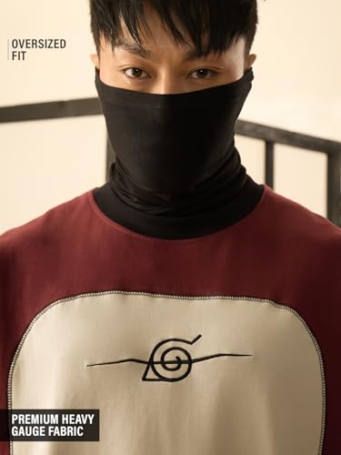 Image of The Souled Store Naruto Shippuden: Men and Boys Round Neck Colour Block Cotton Oversized Full Sleeve T-Shirts