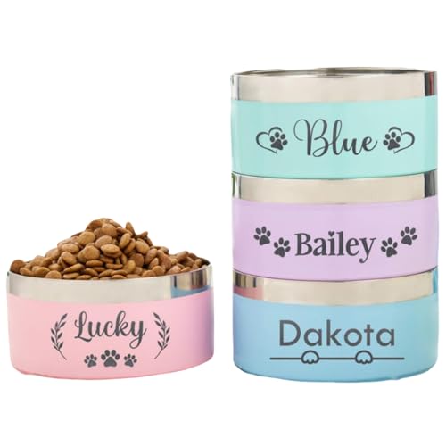 Ciotola di cibo per cani personalizzata con nome,Ciotola per cani personalizzata,Ciotole per cibo/acqua per cani,Piccole ciotole grandi per animali domestici,Alimentatore per gatti in acciaio