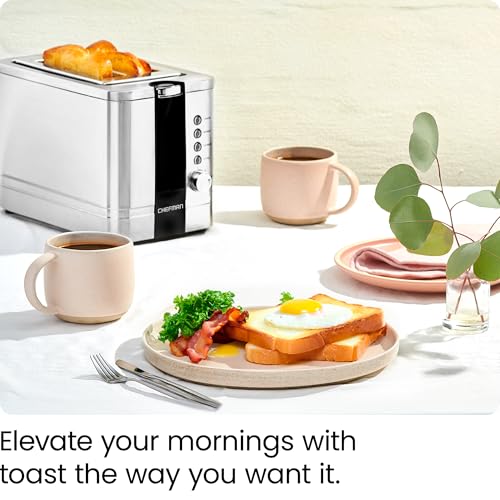 Chefman 2-SLICE POP-UP STAINLESS STEEL Toaster W/ 7 Shade Settings, Extra Wide Slots For Toasting Bagels, Defrost/Reheat/Cancel Functions, Removable Crumb Tray thumb #1