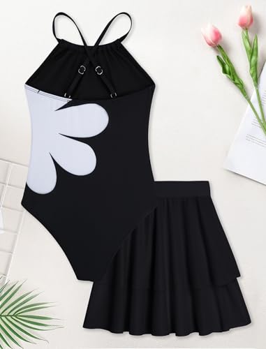 Image of Girls One Piece Swimsuits with Mesh Skirt Tanikini Bathing Suit Swimwear 6-14Y