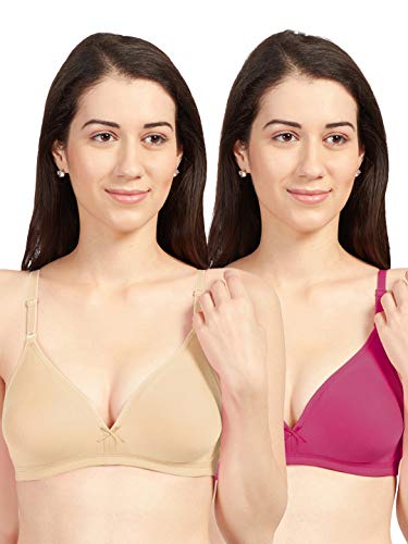 Image of SONARI Omania Womens Non-Padded Cotton Polyester Bras - Solid, Non-Wired, Medium Coverage, Hand Washable (Pack of 2)