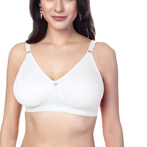 Image of SIMONI Cross Fit Polycotton Non-Wired Non-Padded Full Coverage Cups Bra, Comfortable Everyday T-Shirt Bra for Women and Girls