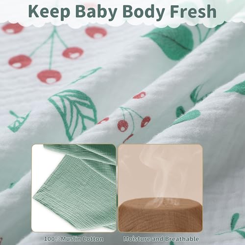 Image of Muslin Swaddle Blankets for Newborn, 2 Pack Breathable Soft Receiving Blanket, Large 41 x 41 inches Swaddle Wrap Burping Clothes, Essentials Infant Shower Items. (Green & Leaves)