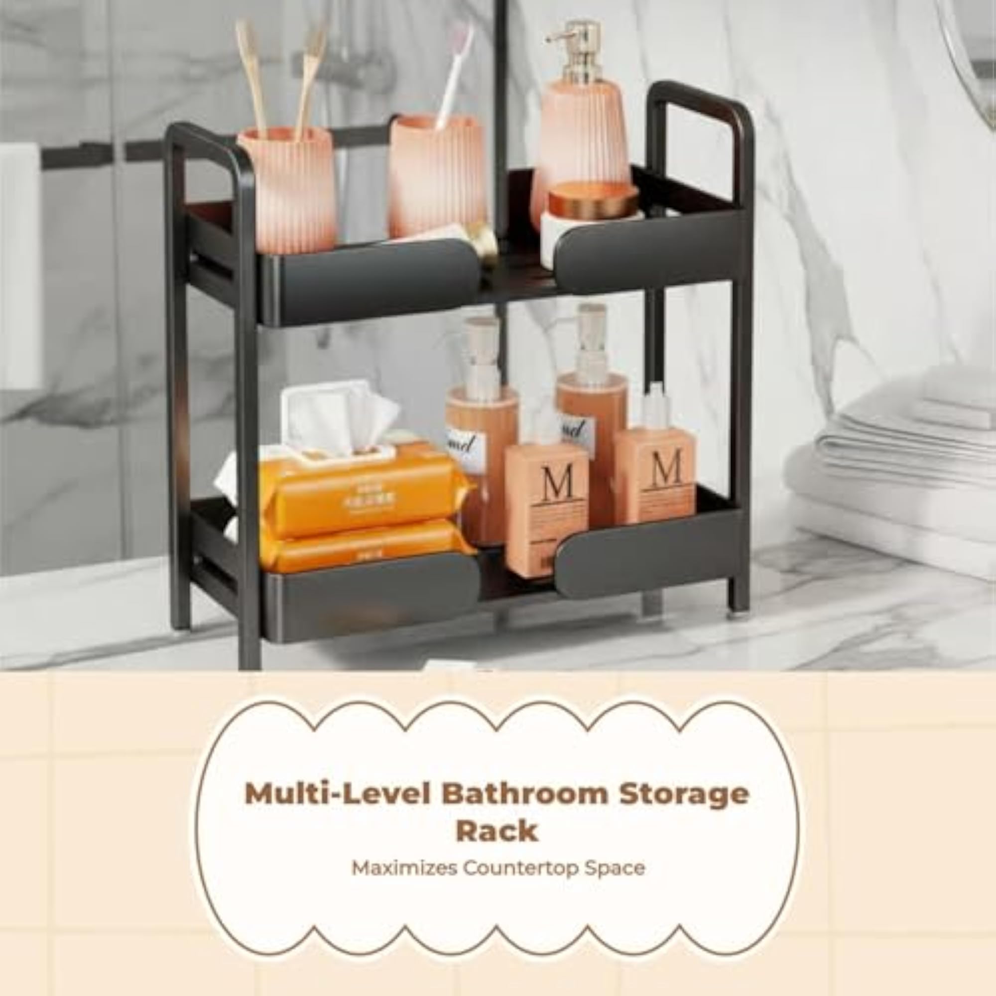 Bathroom Countertop Organizer, Multi-Tier Makeup Holder, White