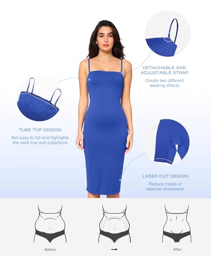 Image of Popilush Bachelorette Dress Maxi Shapewear Dress Long Dresses Built-in Bra Strapless Bodycon Tube Wedding Guest Summer Blue
