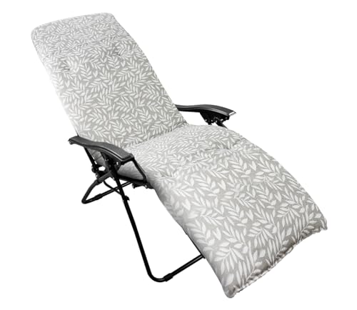 CHELY INTERMARKET Cojín Acolchado 180x55x8cm Rama Gris Exterior Tumbonas Sillas Jardín Terraza Cómodo Poliéster Respaldo Largo Palets Reclinables Sujeción Elástica Vacaciones