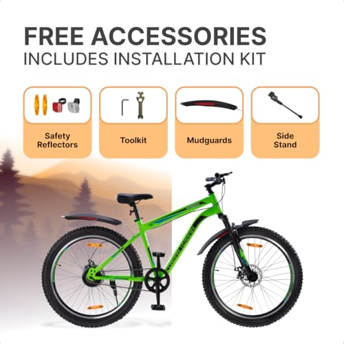 Urban Terrain Steel Bicycle MTB 26 inch Single Speed with Front Suspension & Disc Brake Cycle for Men/Boys Mountain Bike UT5000S26 | Ideal for 13+ Years, Frame Size : 16.5 inch, Unisex, Green 7 414s8nMs0vL