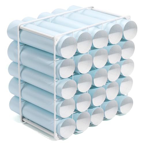 volepet Vinyl Storage Rack 25-Holes Metal Vinyl Roll Holder White Craft Storage Organizer for Craft Room