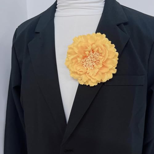 Image of Peony Fabric Flower Brooches Oversize Lapel Pins Extra Big Brooch Delicate Dancing Party Prom Wedding Charm Banquet Dress Suit Guest Corsage Accessories Gifts Dancer Large Hairpin Clip 110mm