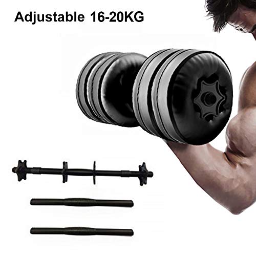 Desirabely Mancuernas de 15 a 20 kg con relleno de agua, pesas de entrenamiento de fuerza muscular, ejercicios de resistencia, equipo de mancuernas de gimnasio, ejercicio profesional para interiores