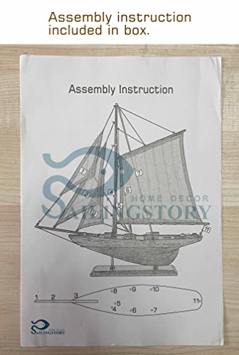 SAILINGSTORY Wooden Sailboat Decoration Sailboat Model Boat Decoration Ship Model Sailboat Ivory Antique Finish