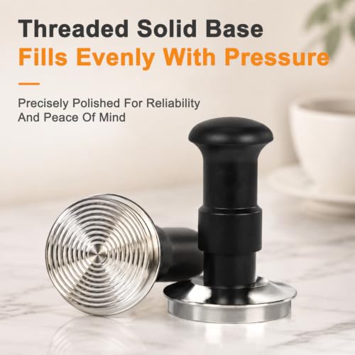 Image of Supvox Stainless Steel Coffee Tamper Dual Spring Ergonomic for Espresso | 90 Horizontal Support Structure, Threaded Stable Base, Even Pressure Distribution for Uniform Coffee Powder Tamping