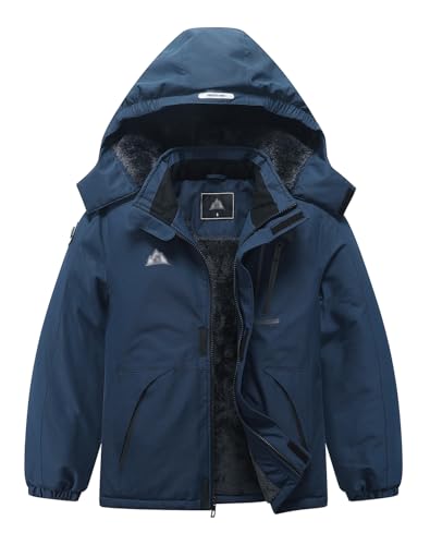 Image of Kid's Ski Jacket Waterproof Winter Coat Boy's and Girl's Fleece Snowboarding Jackets with Detachable Hood