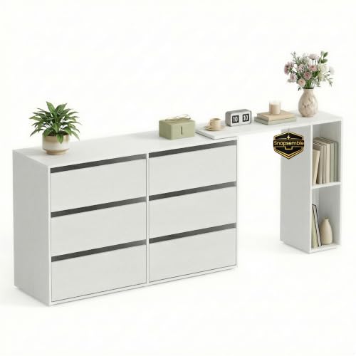 SONGMICS HOME Commode Chambre, Assemblage Rapide sans Outils Toolless, Coiffeuse, Meuble de Rangement, avec Étagère, Côte à Côte ou en L, pour Chambre,...