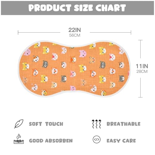 4 Pack Baby Burp Cloths, Soft Absorbent Burping Cloths for Babies, Cotton Milk Spit Up Rags, Large Size for Newborns, Baby Boys and Girls (Peach Cat Faces)4