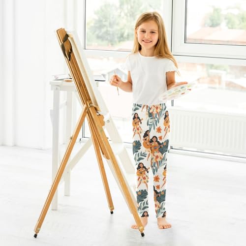 ALAZA Girls' Leggings Children's Yoga Pants Skinny Printed Dance Hawaii Guitar Tropical Plants Comfortable 4T4