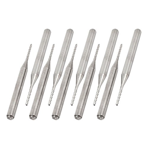 Image of uxcell 10 Pcs Tungsten Carbide CNC PCB End Mill 3.175 Shank 1.0mm Cutting Dia (Pack of 10)