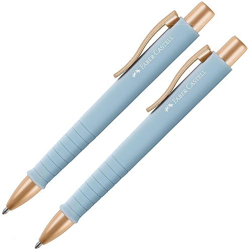 Faber-Castell 205093 - Kugelschreiber Poly Ball sky blue, 2 Stück, mit auswechselbarer XB Mine, dokumentenecht