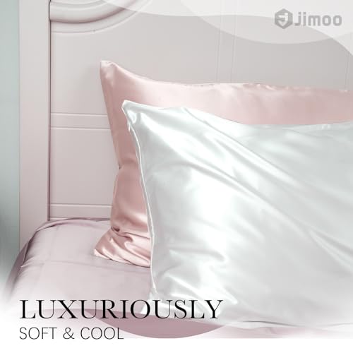 100% Mulberry Silk Pillowcase for Hair and Skin, 22 Momme Pure Natural Silk Pillow Case Both Sided with Zipper, Pillow Cover for Women Mom Men (Light Pink, King 20''×36'')