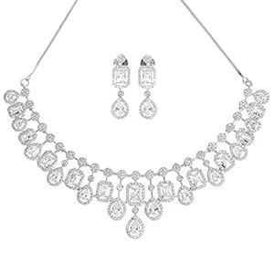Karatcart Silver Toned American Diamond and CZ Studded Jewellery Set for Women 12 414sALtGXPL. SL500 . SS300